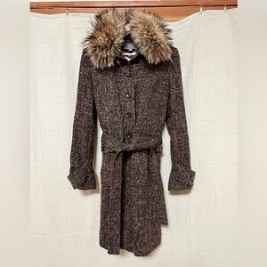 Ann Taylor Wool Coat with Fur Collar